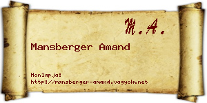 Mansberger Amand névjegykártya